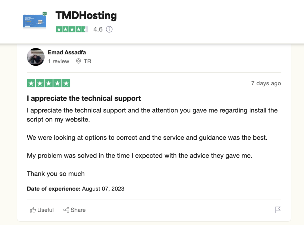 TMD hosting rating