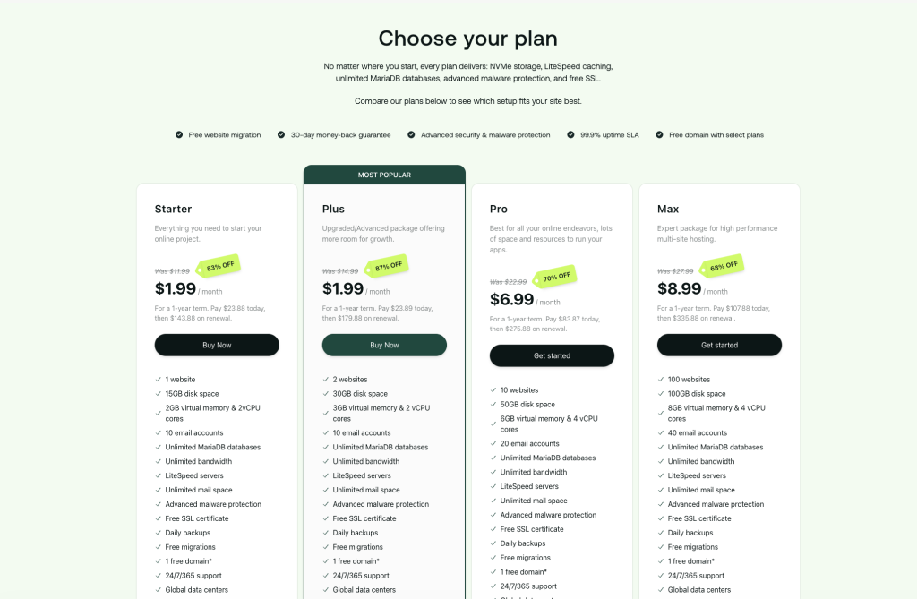 Hosting. com plans