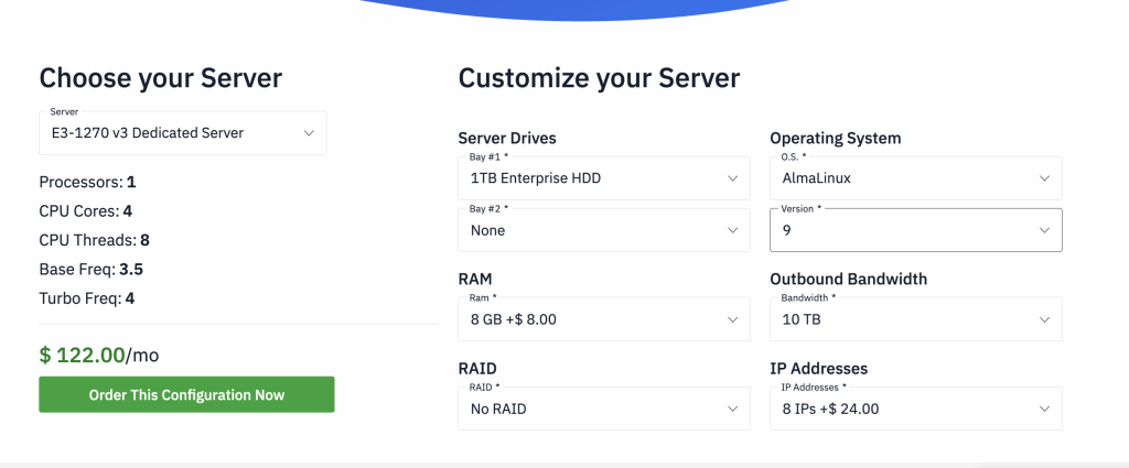 Hostwinds Dedicated Plans
