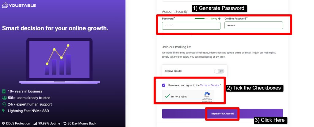 Then finally, click the Register your Account button