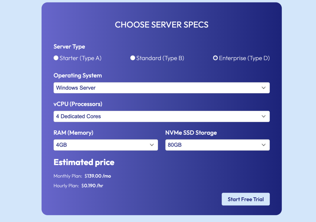 VPSServer Dedicated Plans